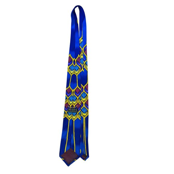 Rush Limbaugh No Baundaries Collections Blue & Yellow Silk Geometric Necktie - Picture 5 of 7